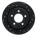 R1 04-13 Mazda 3 Rear Right Drilled & Slotted Black Brake Rotor