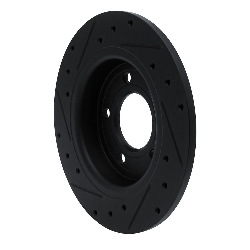 R1 04-13 Mazda 3 Rear Right Drilled & Slotted Black Brake Rotor