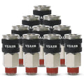 3/8IN NPT(M)AUTOMATIC COUPLERSTEEL/NICKEL PLATED W/BLACK SLEEVE & ETCHED VIAIR LOGO10PC