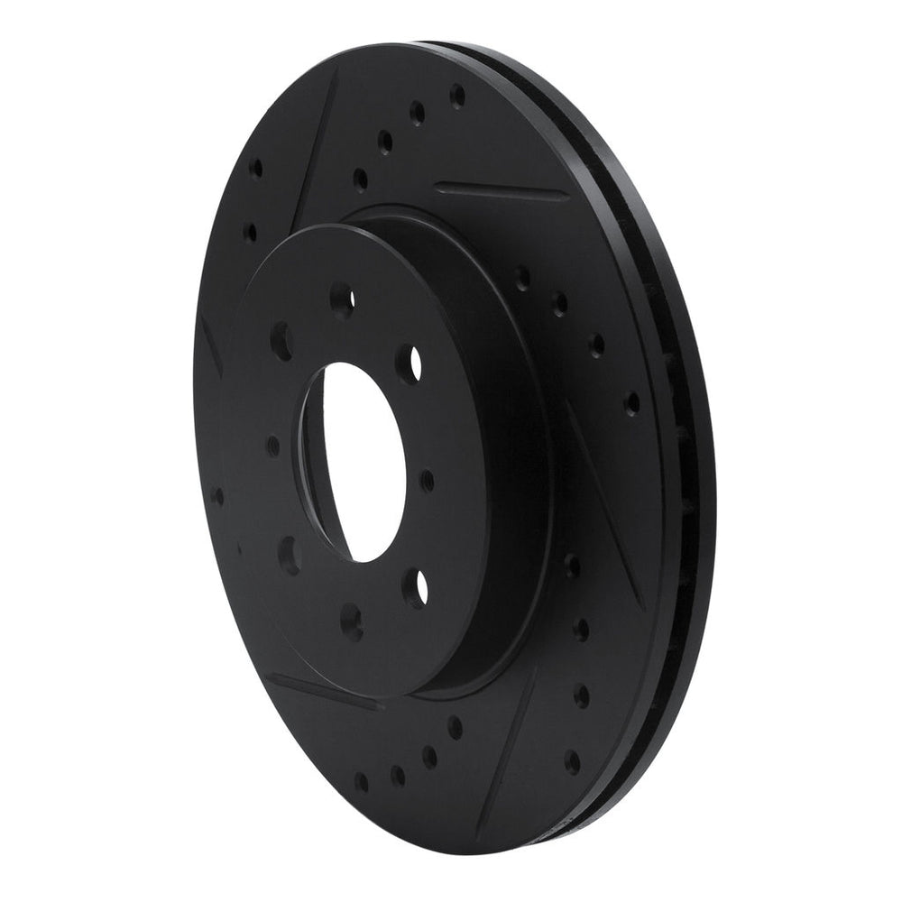 R1 90-17 Acura EL Front Left Drilled & Slotted Black Brake Rotor