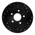 R1 12-18 Ford Focus Rear Right Drilled & Slotted Black Brake Rotor