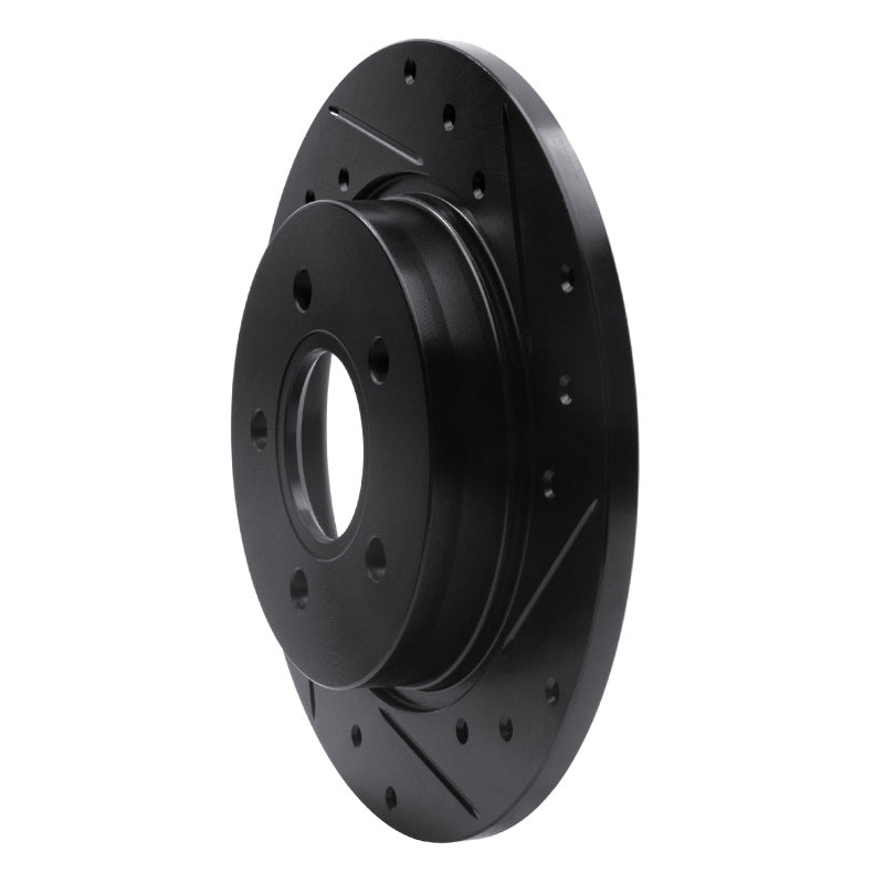 R1 12-18 Ford Focus Rear Right Drilled & Slotted Black Brake Rotor
