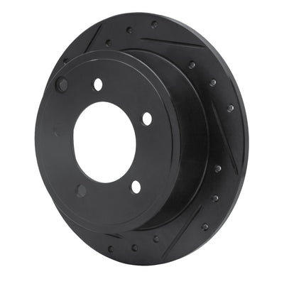 R1 07-17 Chrysler 200 Rear Left Drilled & Slotted Black Brake Rotor