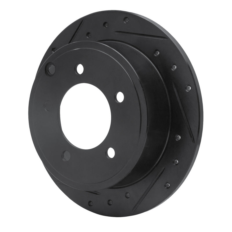 R1 07-17 Chrysler 200 Rear Left Drilled & Slotted Black Brake Rotor