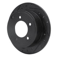 R1 07-17 Chrysler 200 Rear Left Drilled & Slotted Black Brake Rotor