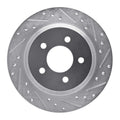 R1 94-04 Ford Mustang Rear Right Drilled & Slotted Silver Brake Rotor