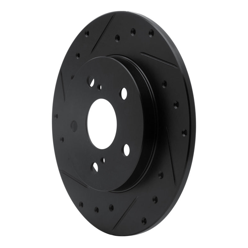 R1 08-18 Pontiac Vibe Rear Left Drilled & Slotted Black Brake Rotor