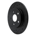 R1 08-18 Pontiac Vibe Rear Left Drilled & Slotted Black Brake Rotor