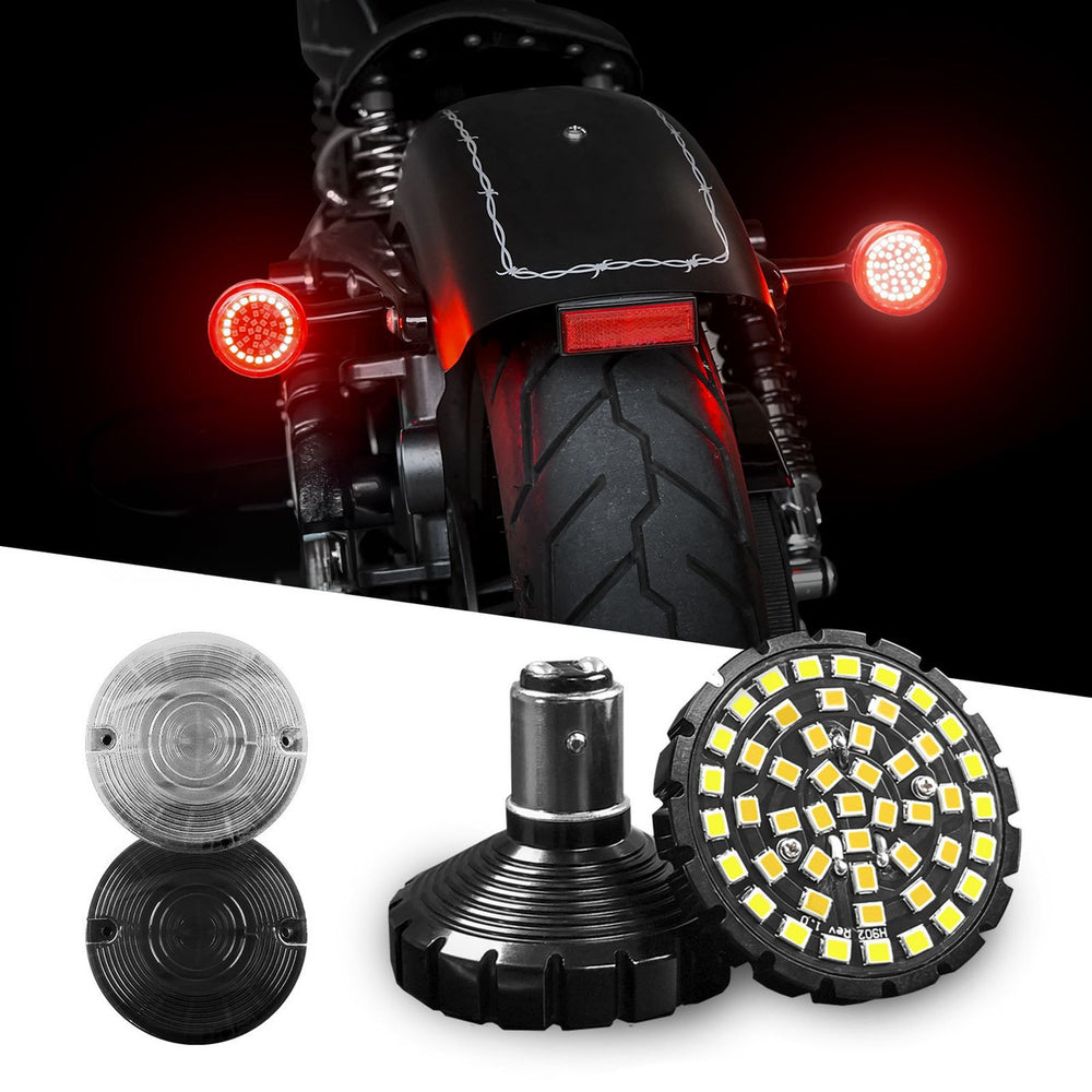 XK Glow Motorcycle Rear LED Turn Signal Kit - Flat Style Smoked Lenses