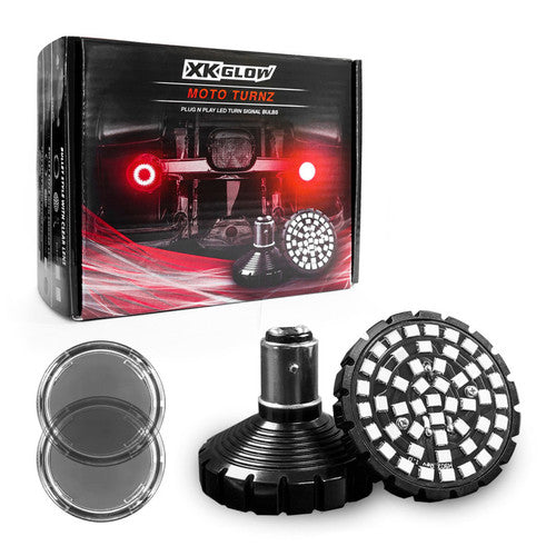 XK Glow Motorcycle Rear LED Turn Signal Kit - 1156 Bullet Style Clear Lenses