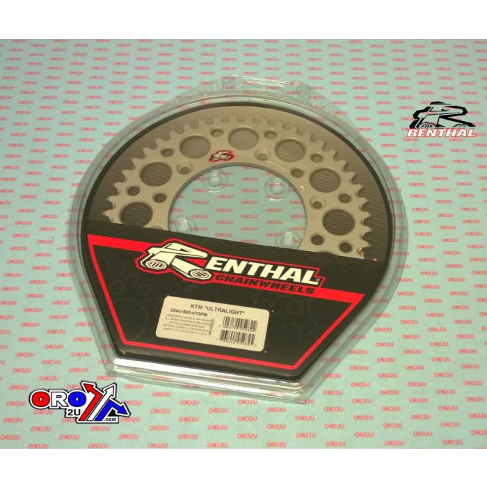 Renthal 23-24 KTM 350 EXC-F/ Husq FX350-450 Rear Grooved Sprocket - Silver 520-47P Teeth