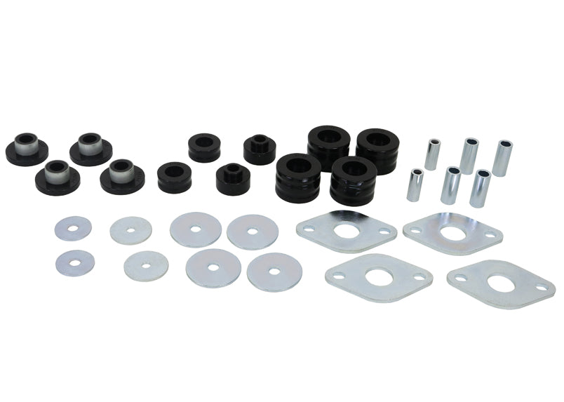 Body mount - bushing 12 Bushings 6 Tubes 4 Spacers 8 Washers Grease Install Guide