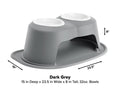 WeatherTech Pet Feeding System Double High 32oz 8in. Poly Bowl - Dark Grey