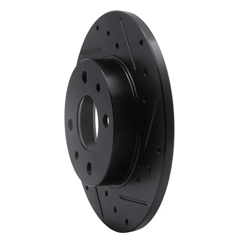 R1 2009-2019 Fiat 500 (USA/Canada) Rear Right Drilled & Slotted Black Brake Rotor