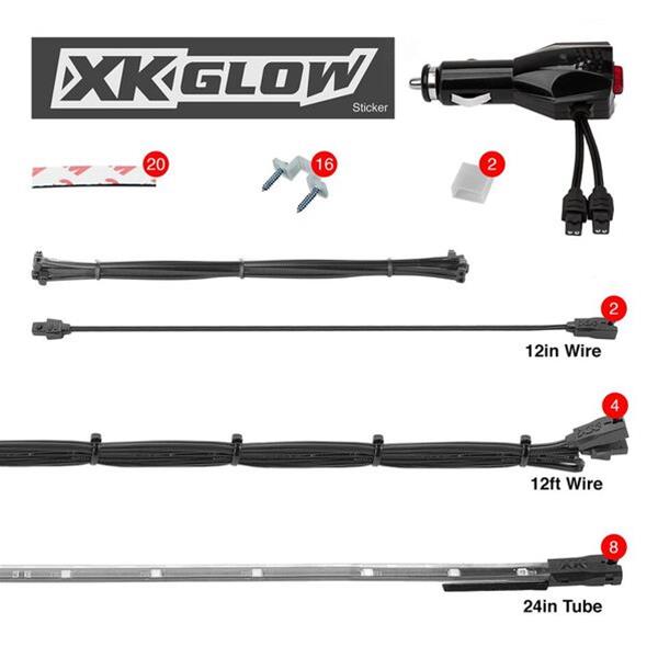 XK Glow Tube Single Color Underglow LED Accent Light Car/Truck Kit Blue - 8x24In