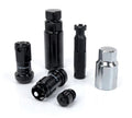 NRG M12X1.5 Steel Lug Nut w/ Black Al Tip / Dust Cap Cover Set 22 Pcs Black/Black w/Locks/ Socket