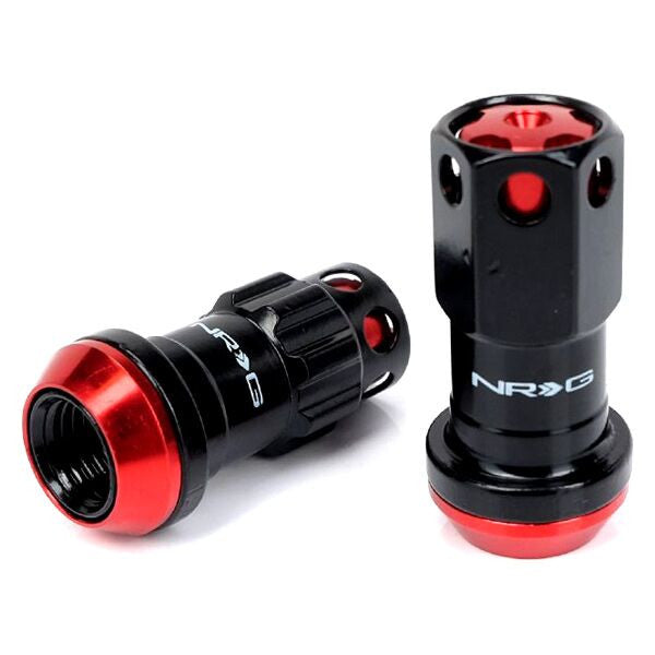 NRG 600 Series M12 X 1.25 Steel Lug Nut w/Red Aluminum Cover Set 22 Pc w/Locks & Lock Socket