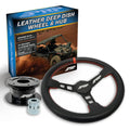 PRP Deep Dish Leather Steering Wheel Kit Red with Quick Release Hub for Yamaha YXZ Viking Wolverine Rhino KG132-03