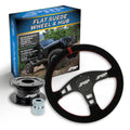 PRP Flat Suede Steering Wheel Kit Red with Quick Release Hub - Universal Weld on Adaptor KG162-04