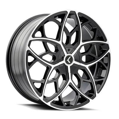 Kraze KR184 Ricochet 22x8.5 / 5x115/120 BP / 38mm Offset / 74.1mm Hub Gloss Black Machined Wheel