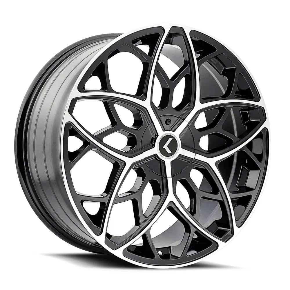 Kraze KR184 Ricochet 22x8.5 / 5x115/120 BP / 38mm Offset / 74.1mm Hub Gloss Black Machined Wheel