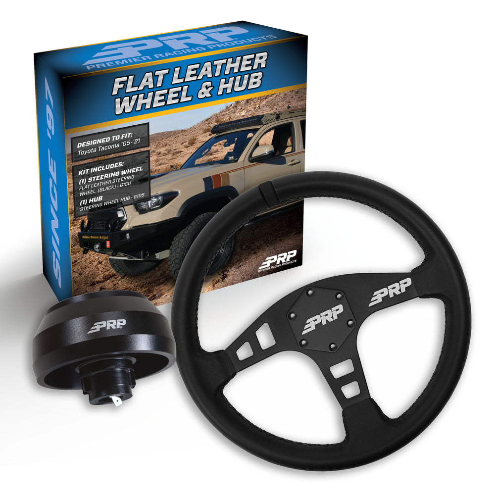 PRP Flat Leather Steering Wheel Kit Black with Adapter Hub for Toyota Lexus Scion and Subaru KG150-05