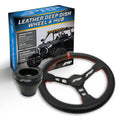 PRP Deep Dish Leather Steering Wheel Kit Red with UTV Hub for Polaris RZR Can Am X3 Wildcat EZ-GO GEM John Deere Gator KG132-01