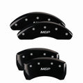 SET OF 4 CALIPER COVERS ENGRAVED FRONT/REAR MGP SILVER CHARACTERS BLACK POWDER