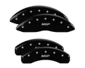 SET OF 4 CALIPER COVERS ENGRAVED FRONT/REAR MGP SILVER CHARACTERS RED POWDER C