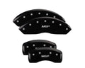 SET OF 4 CALIPER COVERS ENGRAVED FRONT/REAR MGP SILVER CHARACTERS BLACK POWDER