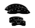 SET OF 4 CALIPER COVERS ENGRAVED FRONT/REAR MGP SILVER CHARACTERS BLACK POWDER