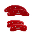 SET OF 4 CALIPER COVERS ENGRAVED FRONT/REAR MGP SILVER CHARACTERS RED POWDER C