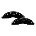 Set Of 4 Caliper Covers Engraved Front And Rear MGP Black Finish Silver Characters 2018-2019 Chevrolet Silverado MGP Caliper Covers