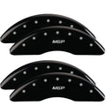 SET OF 4 CALIPER COVERS ENGRAVED FRONT/REAR MGP SILVER CHARACTERS BLACK POWDER