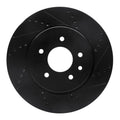R1 00-06 Jaguar XJR Rear Right Drilled & Slotted Black Brake Rotor