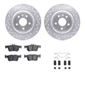 R1 13-20 Ford FusIon Rear Drilled & Slotted Silver Brake Rotor Set w/Optimum OE Pads and Hardware