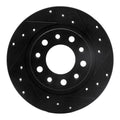 R1 03-17 Dodge Viper Rear Right Drilled & Slotted Black Brake Rotor