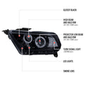 PROJECTOR HEADLIGHT GLOSS BLACK HOU