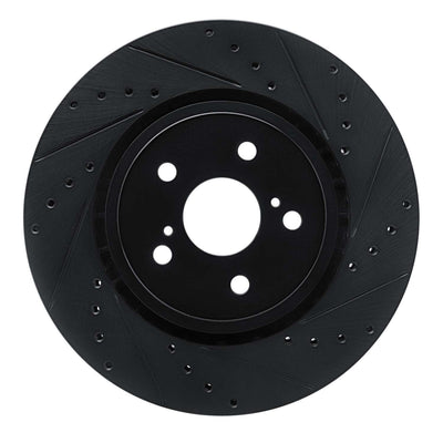 R1 21-25 Toyota RAV4 Prime (Plug-in Hybrid) Front Right Drilled & Slotted Black Brake Rotor