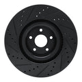R1 16-18 Ford Focus Front Right Drilled & Slotted Black Brake Rotor