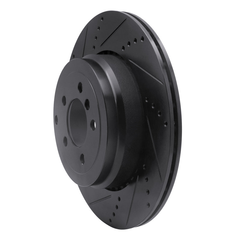 R1 10-12 Land Rover Range Rover Rear Left Drilled & Slotted Black Brake Rotor