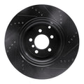 R1 10-12 Land Rover Range Rover Rear Left Drilled & Slotted Black Brake Rotor