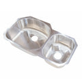 32X17X7 STAINLESS STEEL OFFSET DOUBLE BOWL SINK; DRAWN; 20 GA (UNDER MOUNT)
