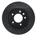 R1 03-18 Porsche Cayenne Left Front Drilled & Slotted Black Brake Rotor