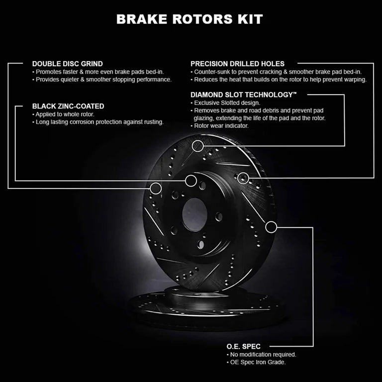 R1 03-11 Mercedes-Benz E63 AMG Rear Drilled Geo-Carbon Series Rotor