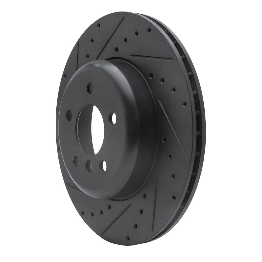 R1 13-21 BMW 330I xDrive Sedan Rear Left Drilled & Slotted Black Brake Rotor