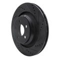R1 05-23 Chrysler 300 Rear Right Drilled & Slotted Black Brake Rotor
