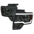 PROJECTOR HEADLIGHTS WITH LED BAR CHROME HOUSING CLEAR LENS AND AMBER REFLECTOR