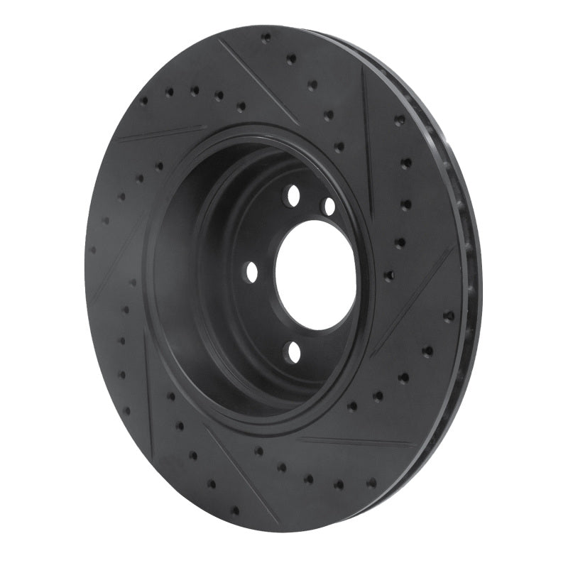R1 05-08 BMW 760I Rear Left Drilled & Slotted Black Brake Rotor