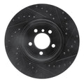 R1 05-08 BMW 760I Rear Left Drilled & Slotted Black Brake Rotor